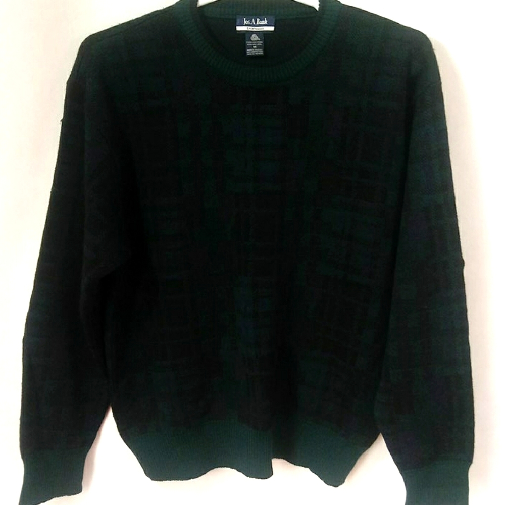 JosABanks pullover New Wool medium Geen Plaid